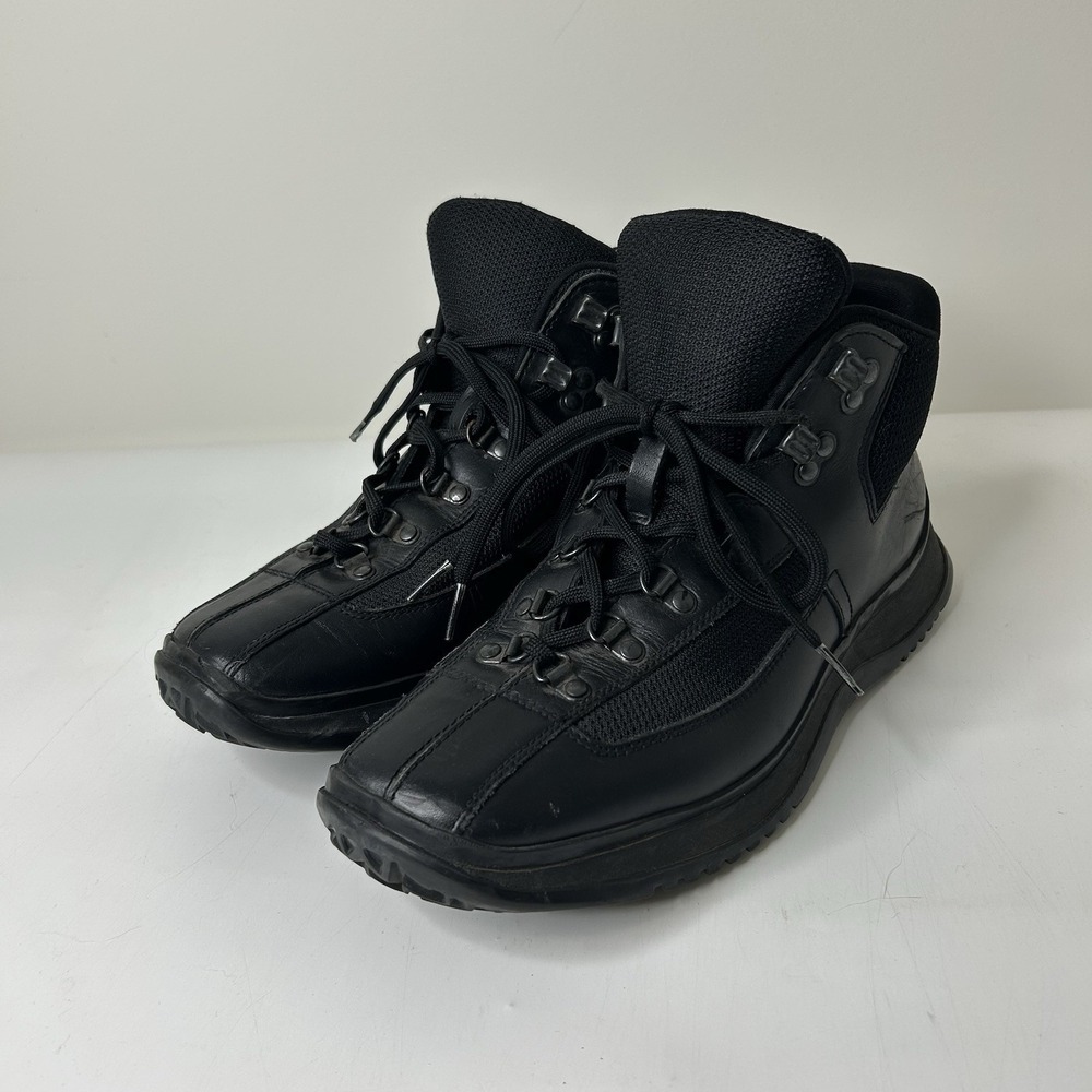 Prada Sport Leather Hiking Boots Womens 8.5 Black Lace Up Combat Chunky Grunge